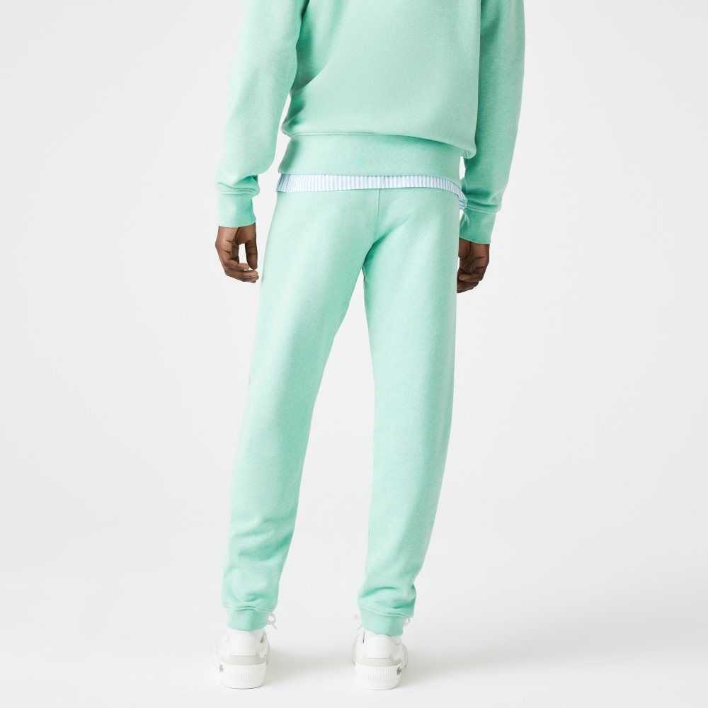 Green Lacoste Signature And Crocodile Print Cotton Fleece Jogging Pants | QHNXES-416