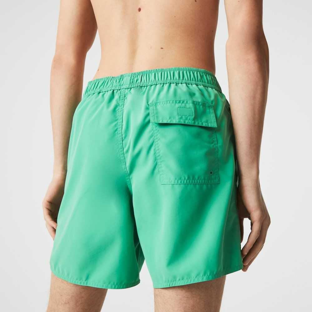 Green Lacoste Signature Print Light Swimming Trunks | ODZXMH-137