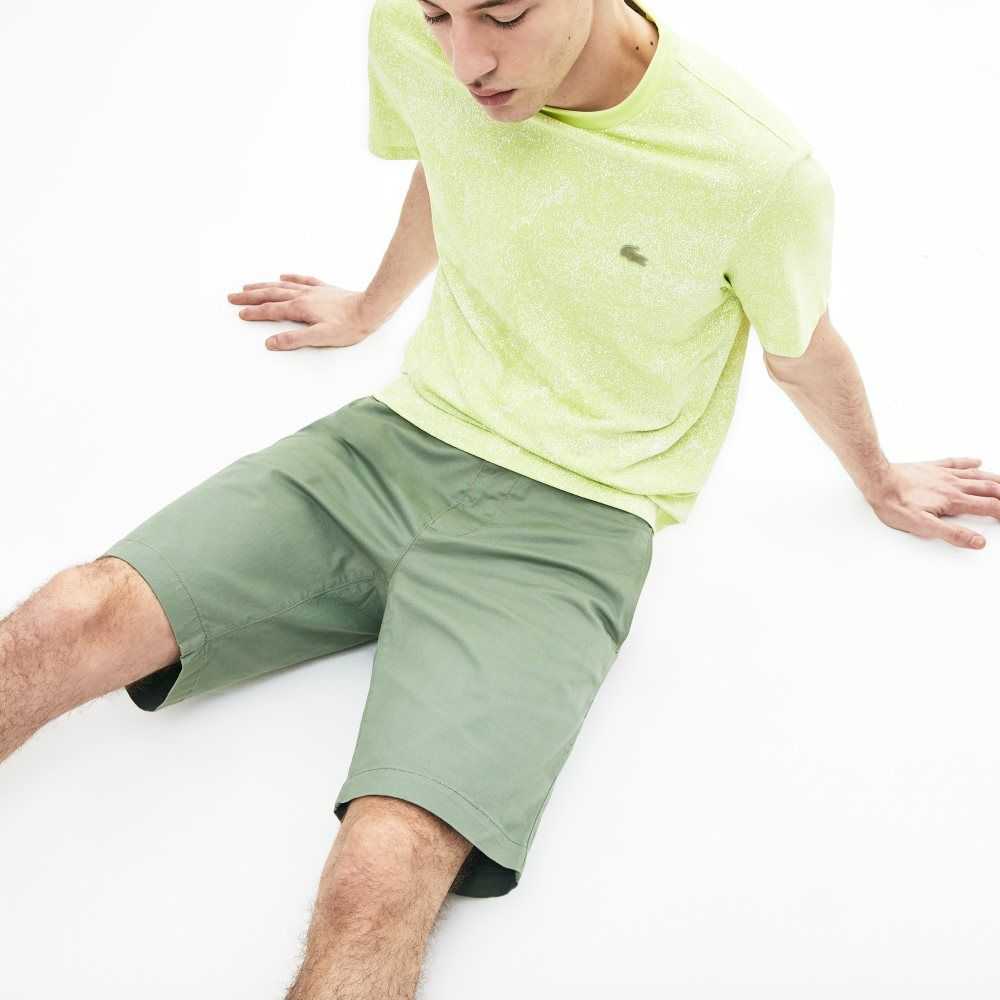 Green Lacoste Slim Fit Stretch Gabardine Shorts | OCTGLX-567