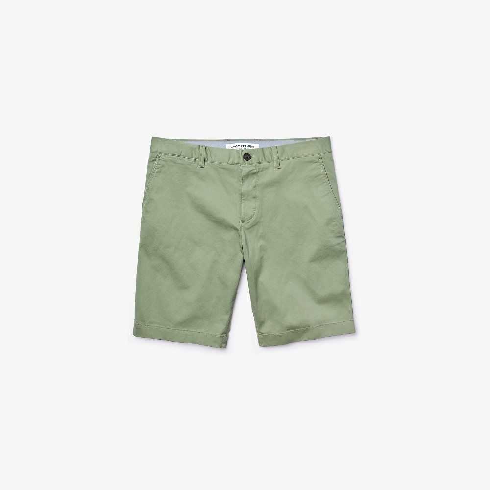 Green Lacoste Slim Fit Stretch Gabardine Shorts | OCTGLX-567