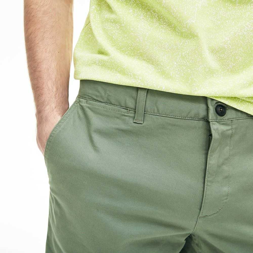 Green Lacoste Slim Fit Stretch Gabardine Shorts | OCTGLX-567