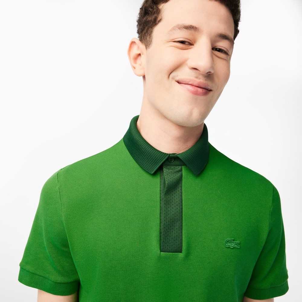 Green Lacoste Smart Paris Polo with cotton Petit Pique | RKHITZ-413