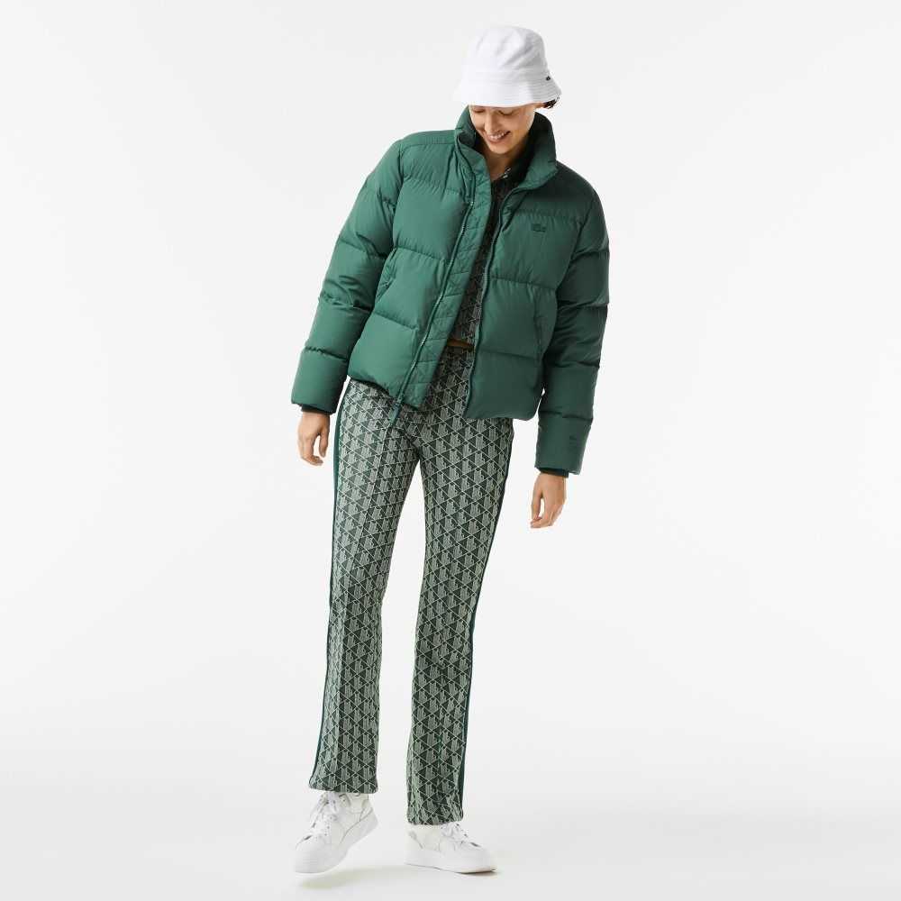 Green Lacoste Stowable Hood Padded Jacket | PBNKOL-843