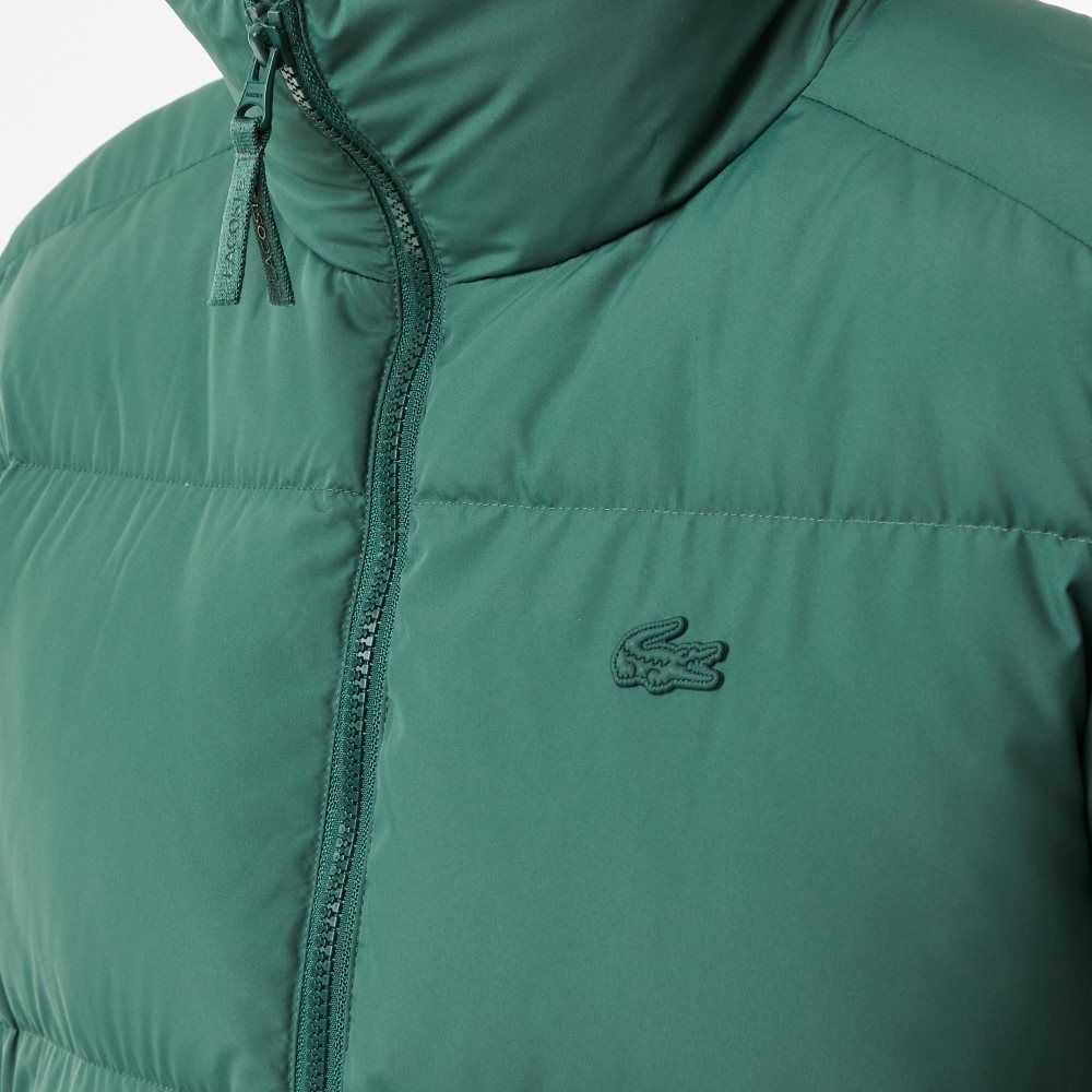 Green Lacoste Stowable Hood Padded Jacket | PBNKOL-843