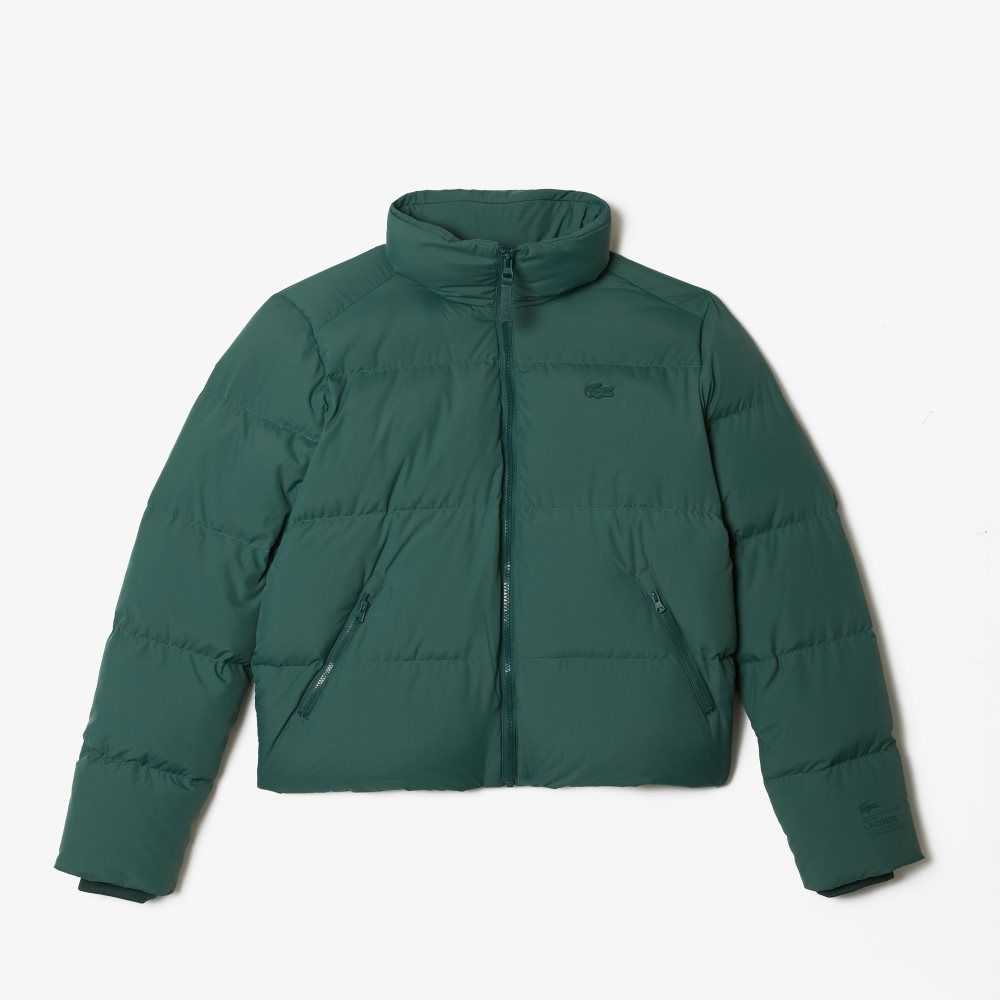 Green Lacoste Stowable Hood Padded Jacket | PBNKOL-843