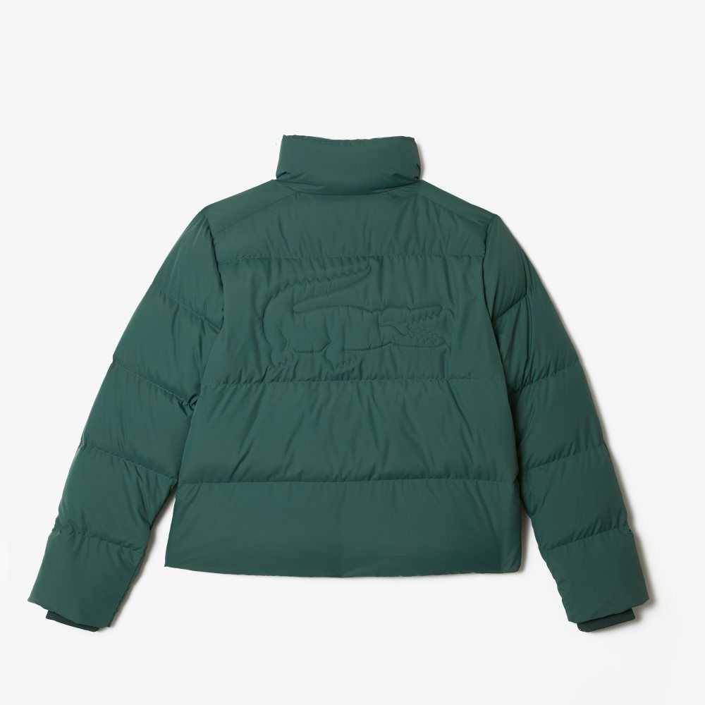 Green Lacoste Stowable Hood Padded Jacket | PBNKOL-843