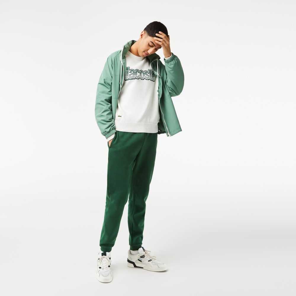 Green Lacoste Tapered Fit Fleece Trackpants | GULRAZ-415