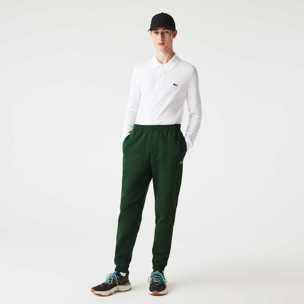 Green Lacoste Tapered Fit Fleece Trackpants | GULRAZ-415