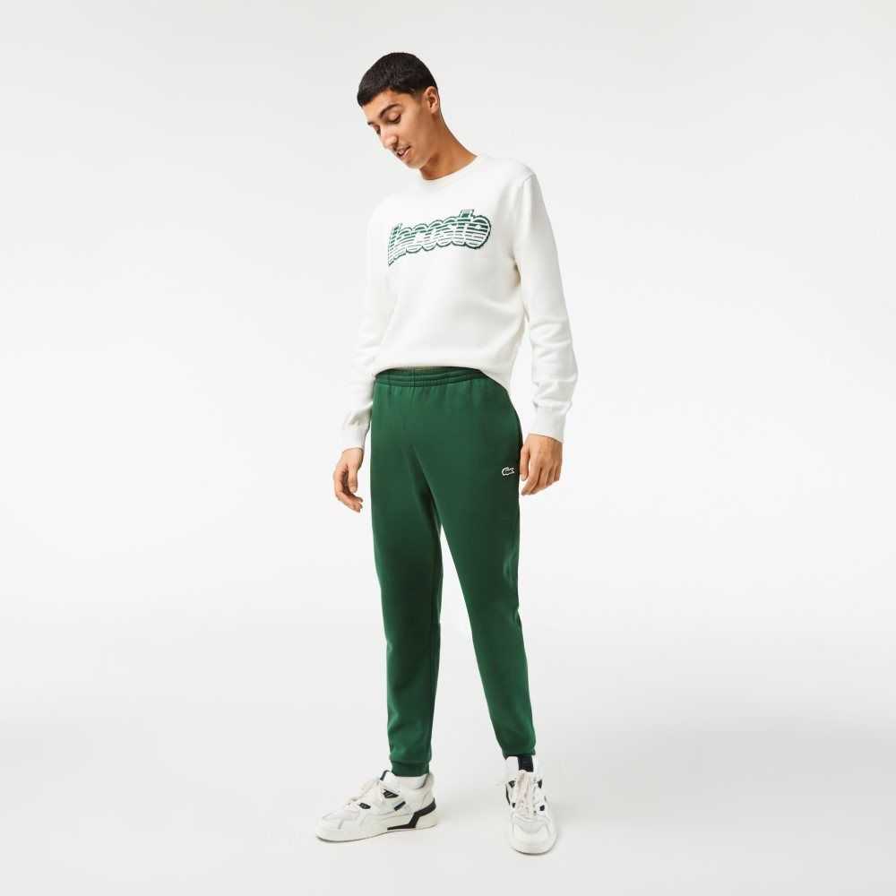 Green Lacoste Tapered Fit Fleece Trackpants | GULRAZ-415