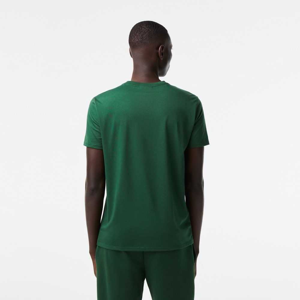 Green Lacoste V-Neck Pima Cotton Jersey T-Shirt | QCTZDE-976