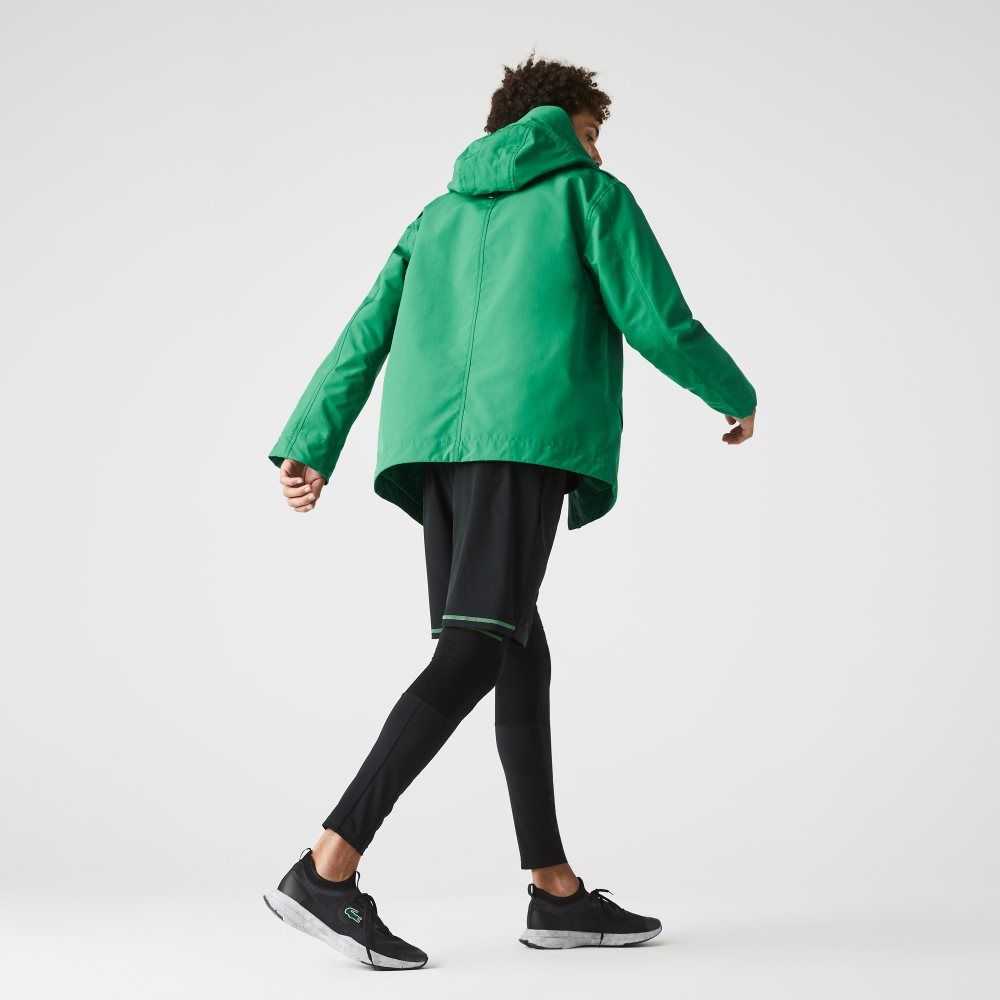 Green Lacoste Water-Resistant Cotton Blend Short Hooded Parka | AQSHRU-482