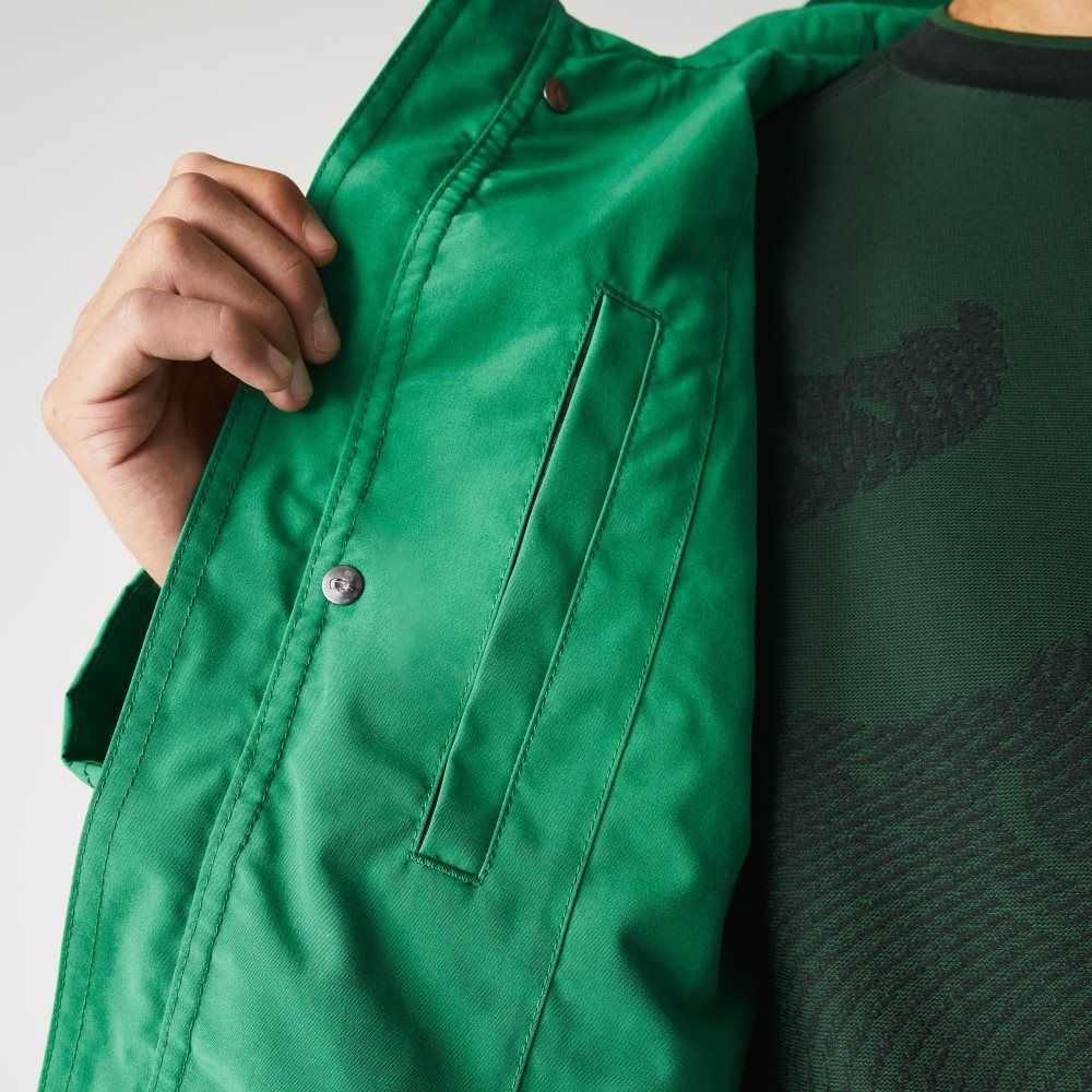 Green Lacoste Water-Resistant Cotton Blend Short Hooded Parka | AQSHRU-482