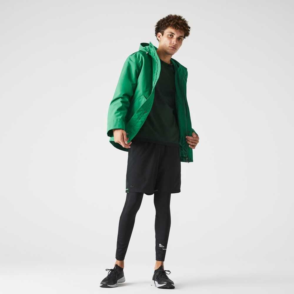 Green Lacoste Water-Resistant Cotton Blend Short Hooded Parka | AQSHRU-482