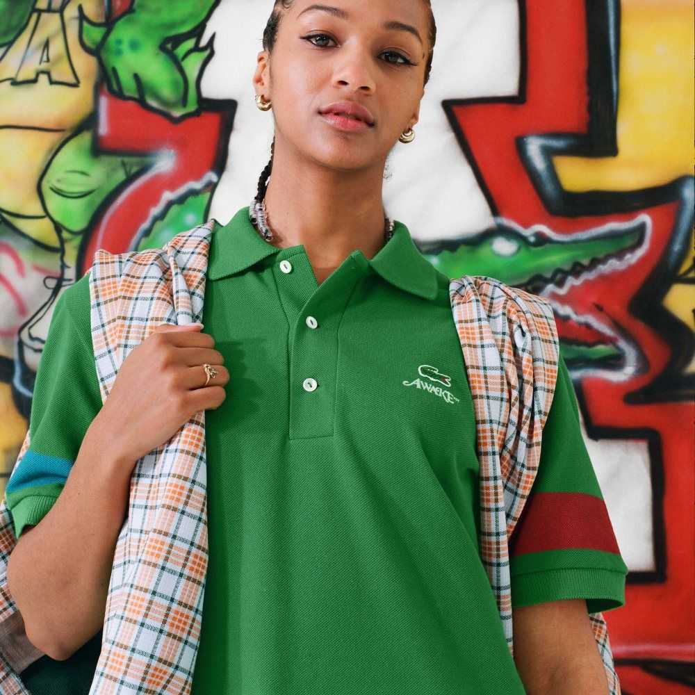 Green Lacoste x AWAKE NY Color-block Cotton Pique Polo | BUDJEK-108