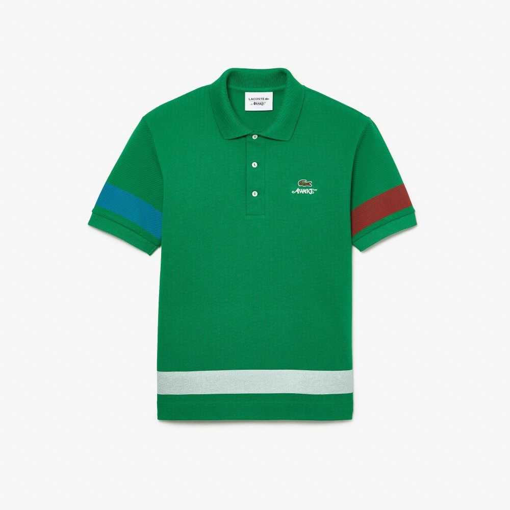 Green Lacoste x AWAKE NY Color-block Cotton Pique Polo | BUDJEK-108