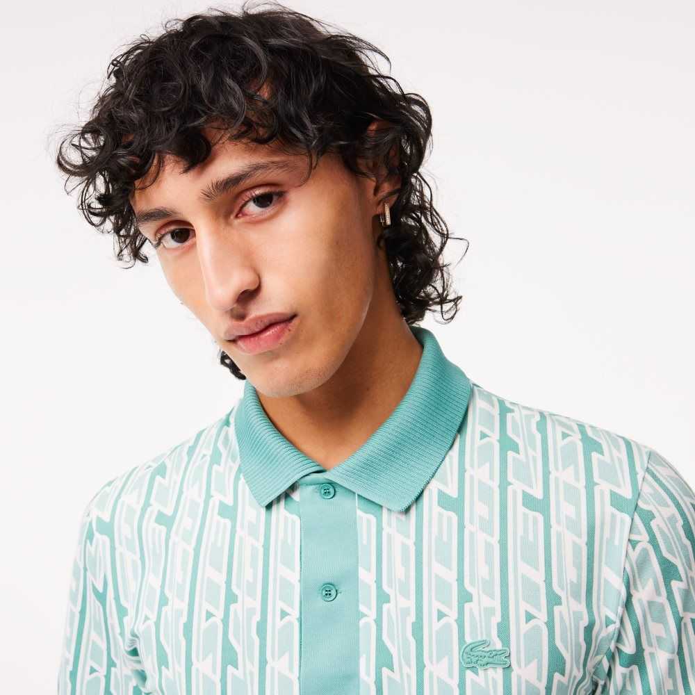 Green / Light Green Lacoste Movement Two-Tone Printed Polo | WDLYFA-627