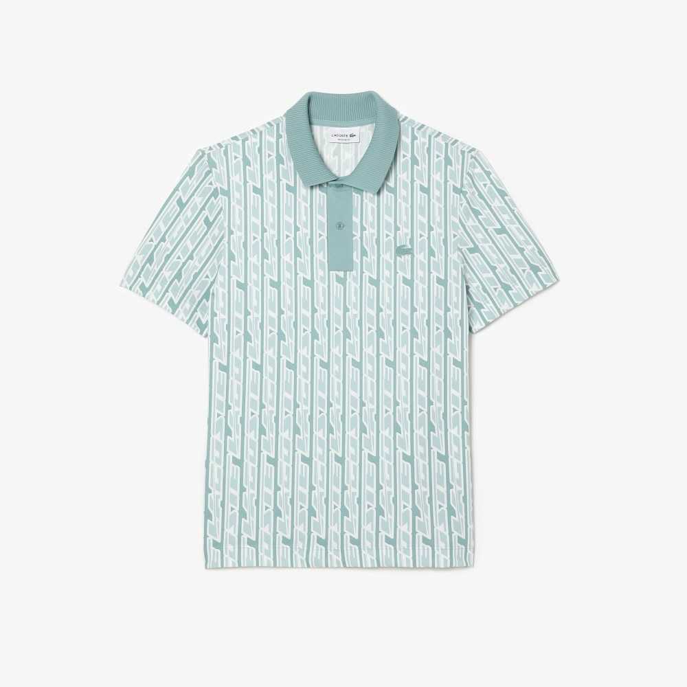 Green / Light Green Lacoste Movement Two-Tone Printed Polo | WDLYFA-627