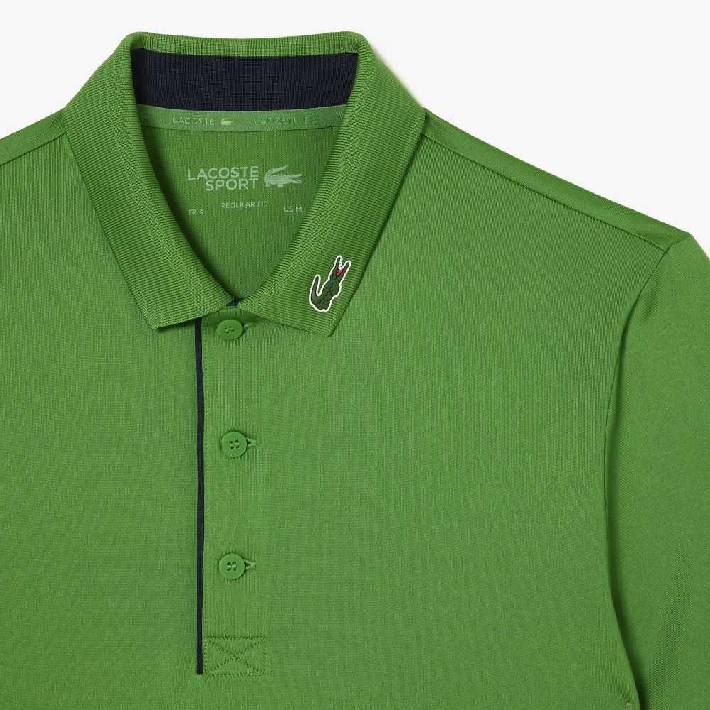 Green / Navy Blue Lacoste SPORT Jersey Golf Polo Shirt | GJVQOT-907