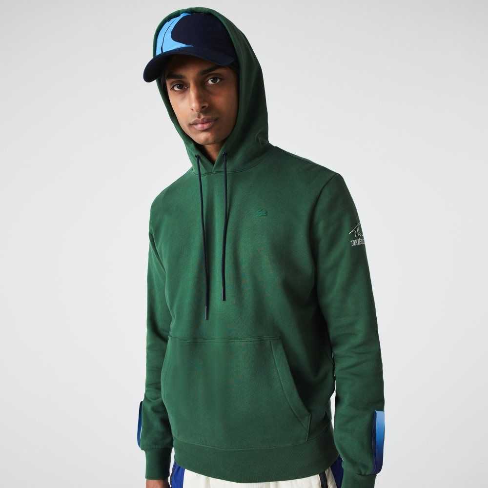 Green / Navy Blue Lacoste SPORT x Theo Curin Organic Cotton Hoodie | CTYRGM-482