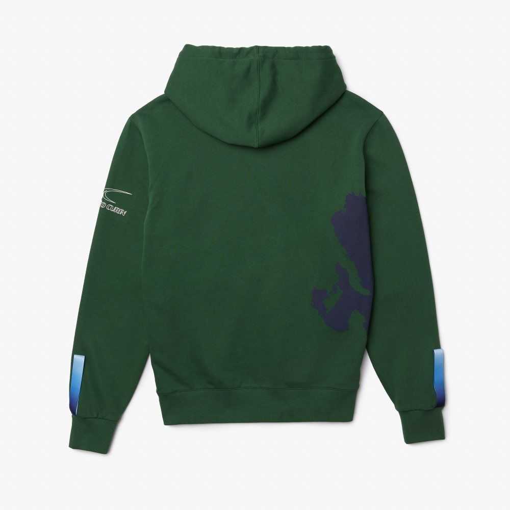 Green / Navy Blue Lacoste SPORT x Theo Curin Organic Cotton Hoodie | CTYRGM-482