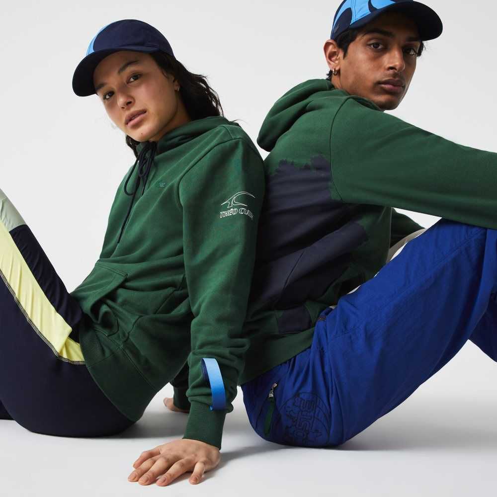 Green / Navy Blue Lacoste SPORT x Theo Curin Organic Cotton Hoodie | CTYRGM-482