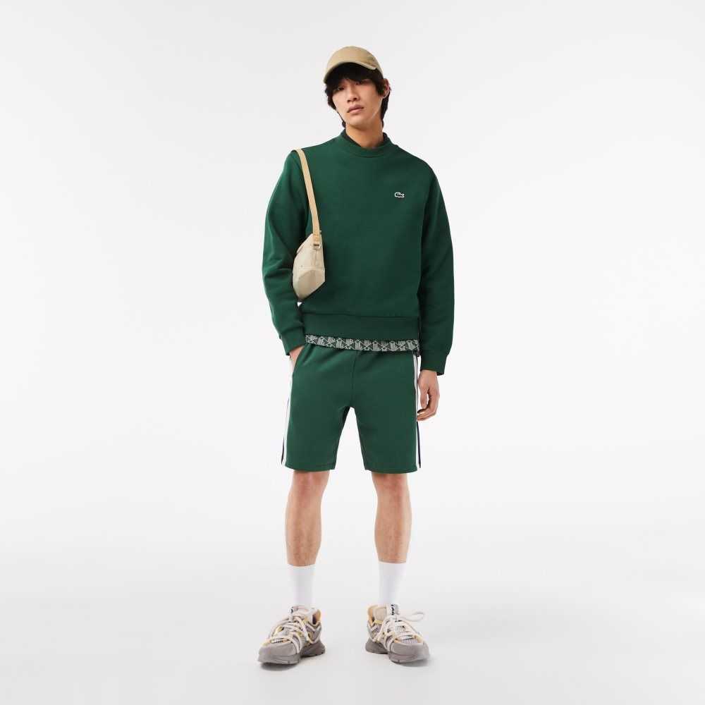 Green / Navy Blue / White Lacoste Brushed Fleece Colorblock Shorts | KMPWVS-389