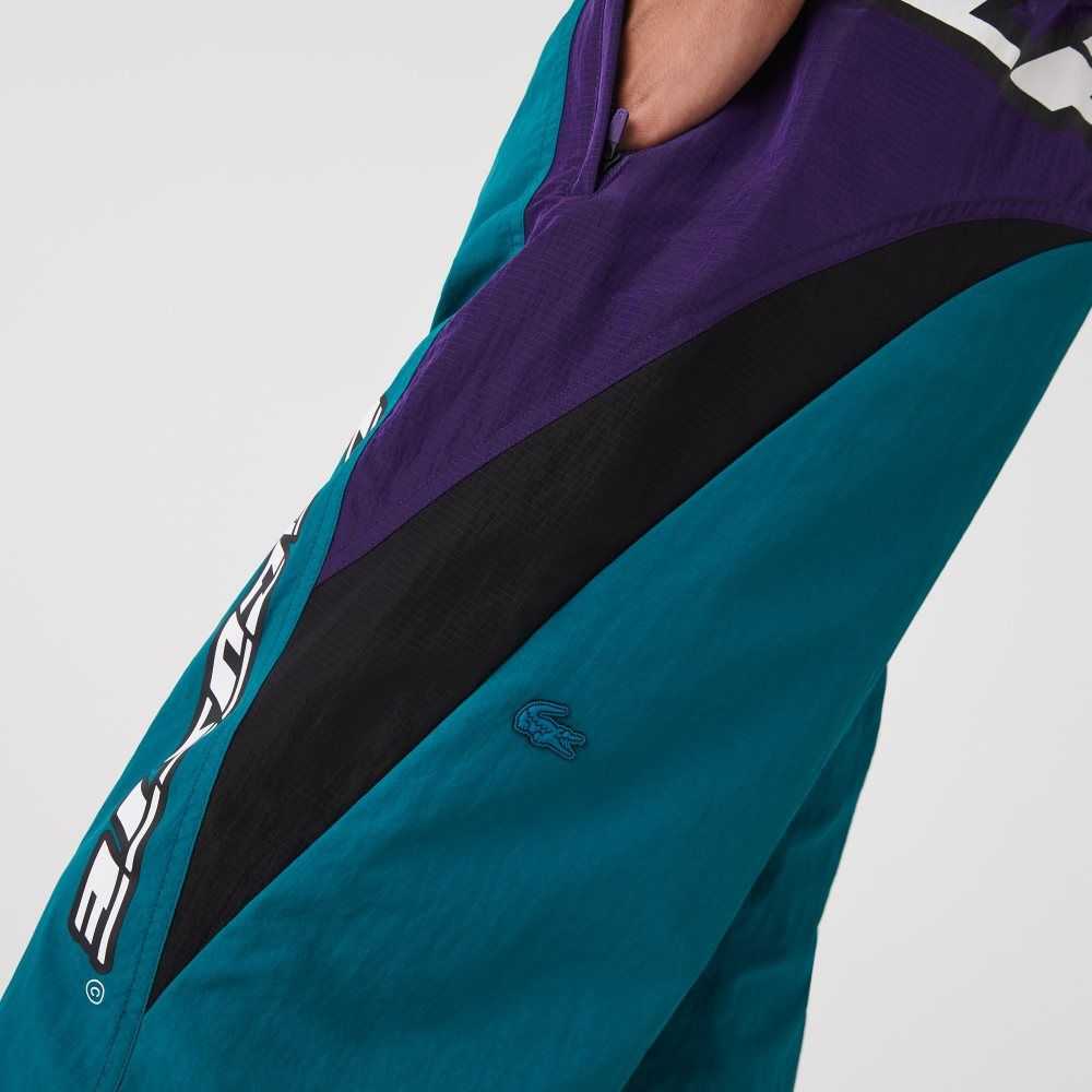 Green / Purple / Black Lacoste Heritage Regular Fit Color-Block Trackpants | ODXJSR-157