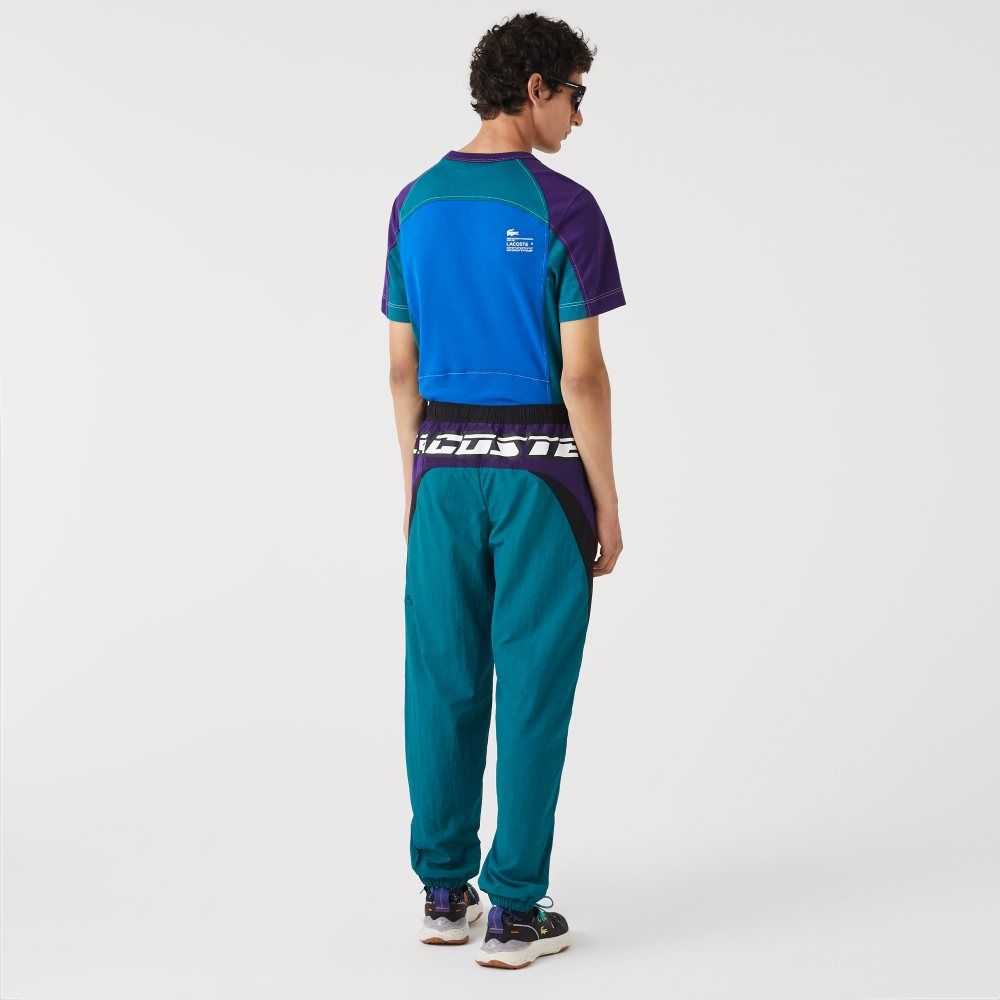 Green / Purple / Black Lacoste Heritage Regular Fit Color-Block Trackpants | ODXJSR-157