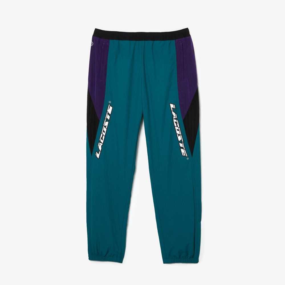 Green / Purple / Black Lacoste Heritage Regular Fit Color-Block Trackpants | ODXJSR-157