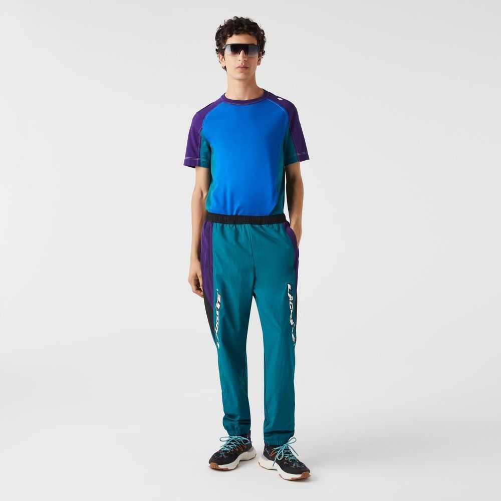 Green / Purple / Black Lacoste Heritage Regular Fit Color-Block Trackpants | ODXJSR-157