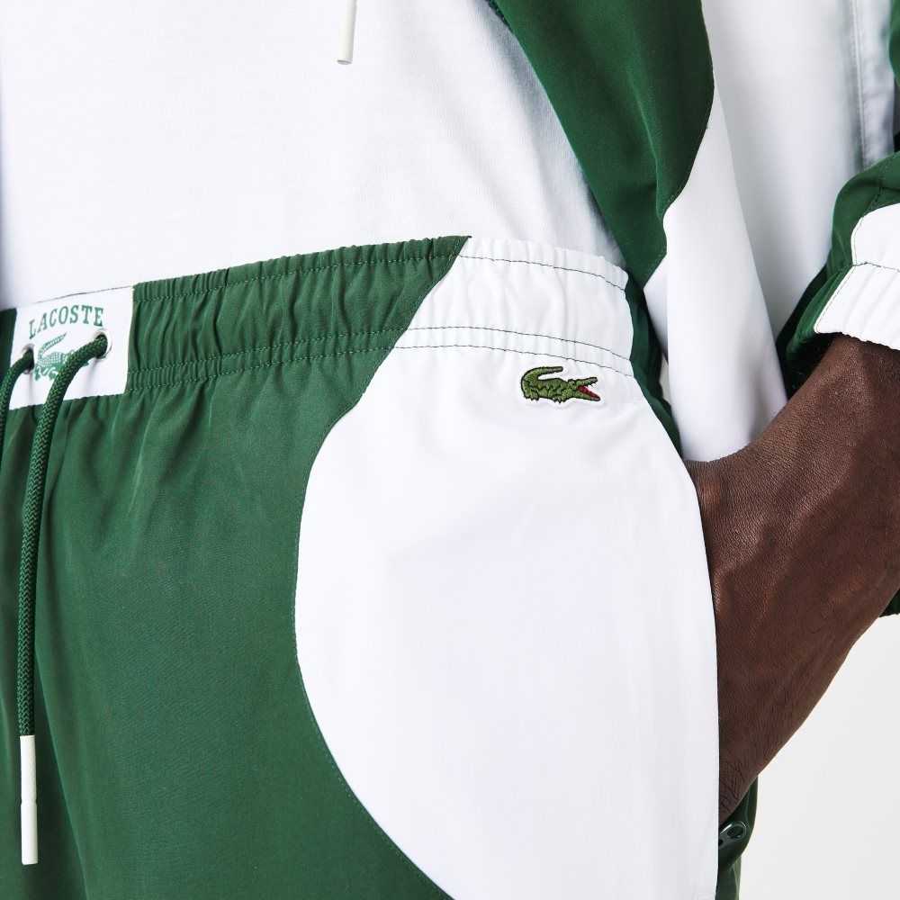 Green / White Lacoste Heritage Graphic Track Pants | LWXYCA-561