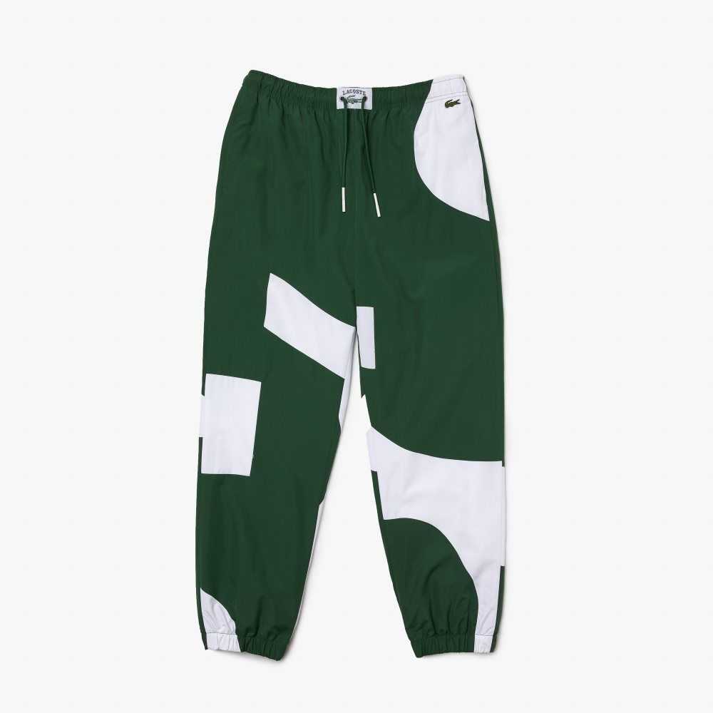 Green / White Lacoste Heritage Graphic Track Pants | LWXYCA-561