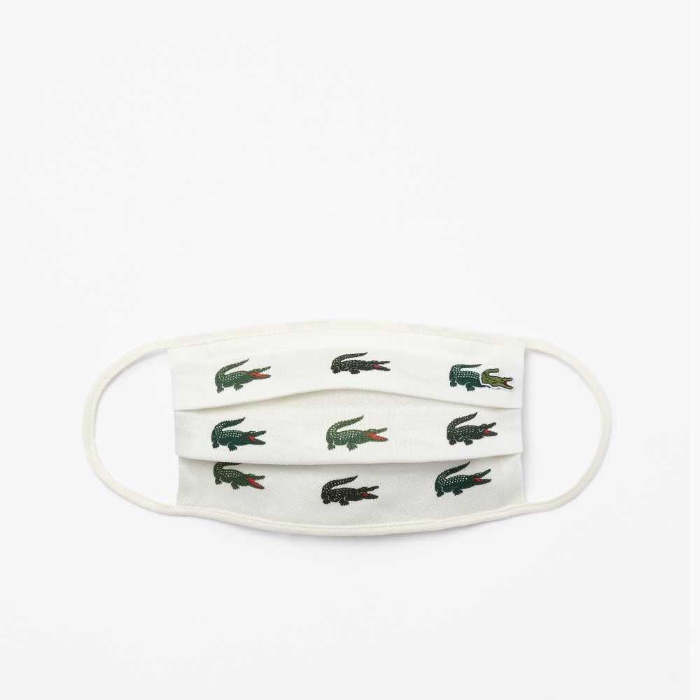 Green / White Lacoste L.12.12 Cotton Face Masks 3-Pack | BWHLRN-783