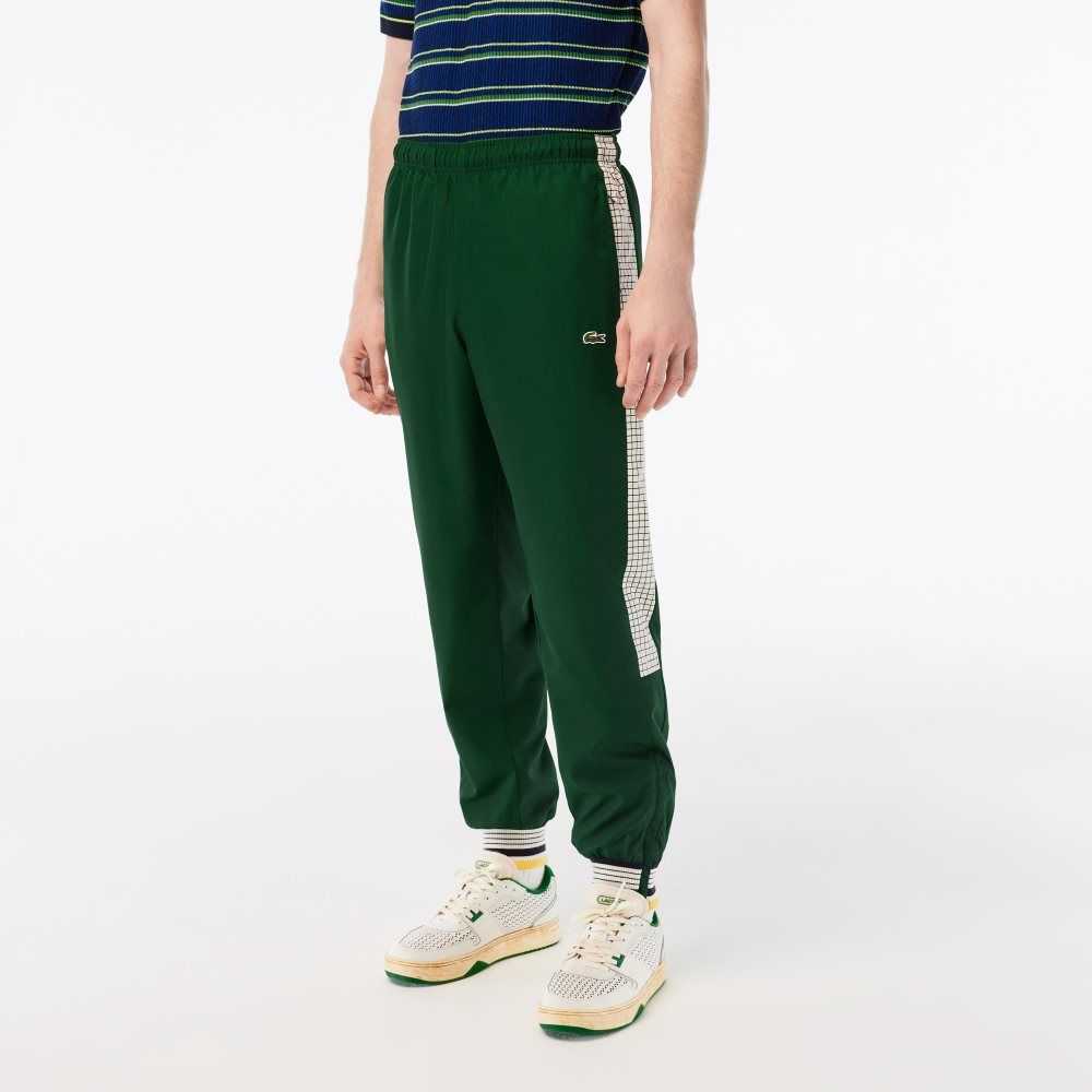 Green / White Lacoste Tennis Print Track Pants | TABFSX-704