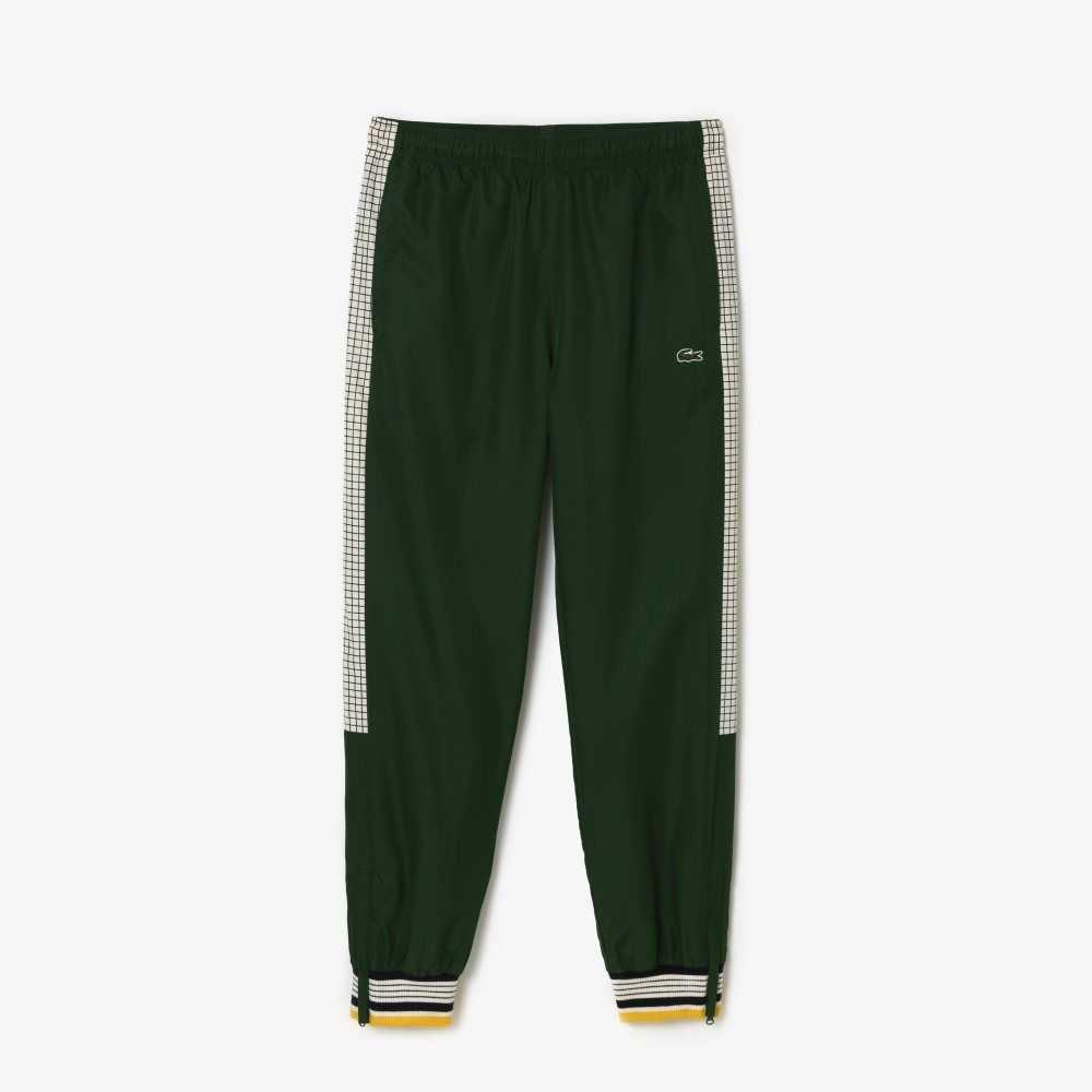 Green / White Lacoste Tennis Print Track Pants | TABFSX-704