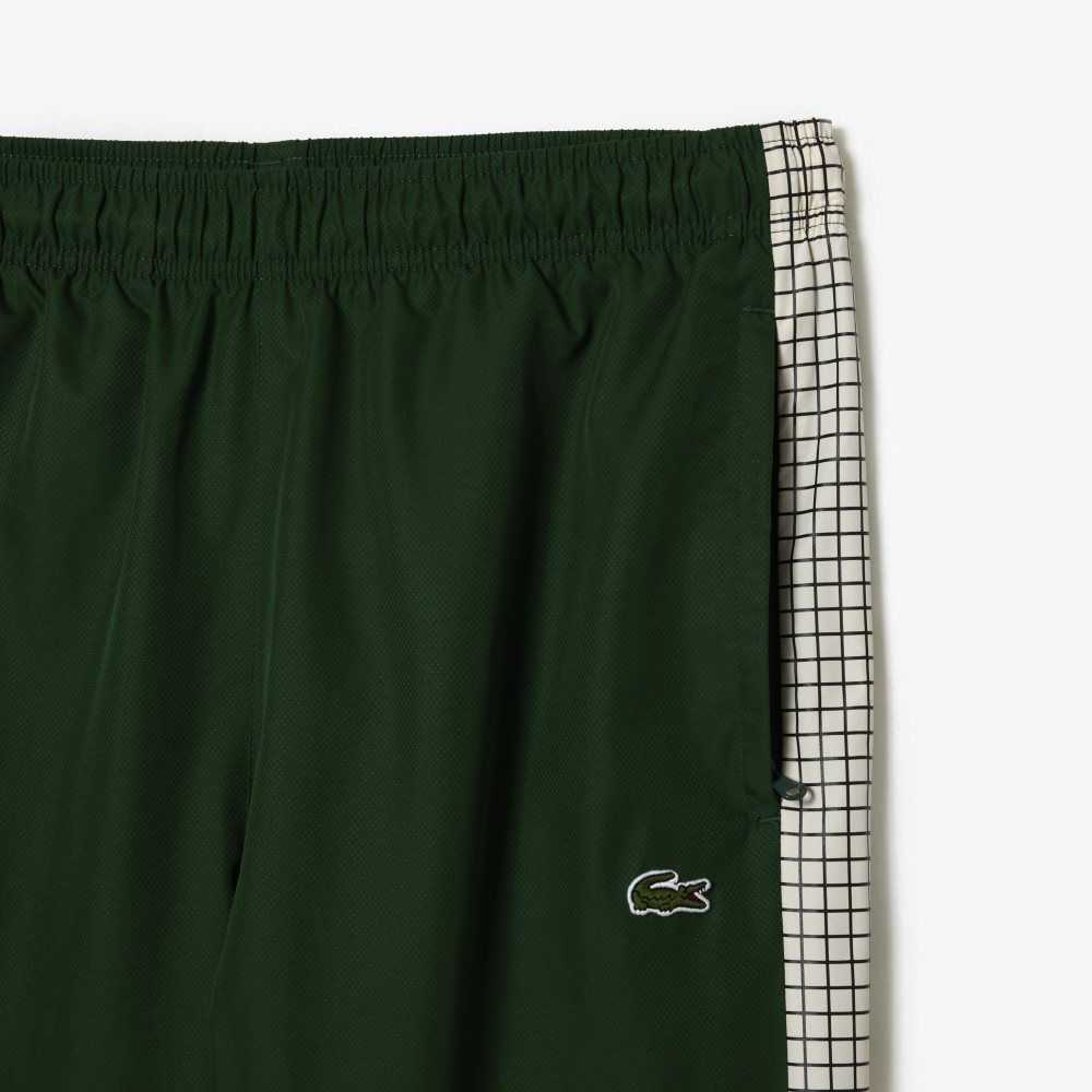 Green / White Lacoste Tennis Print Track Pants | TABFSX-704