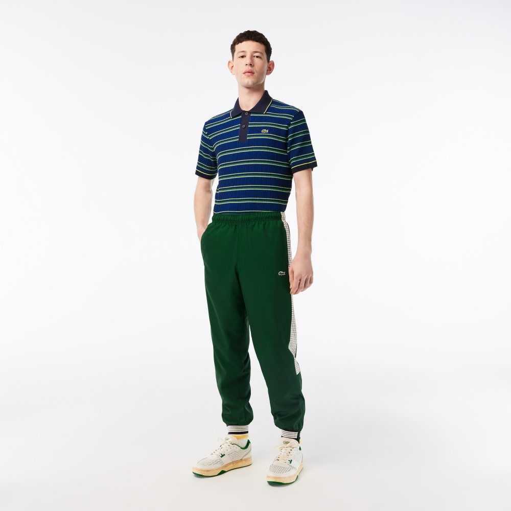 Green / White Lacoste Tennis Print Track Pants | TABFSX-704