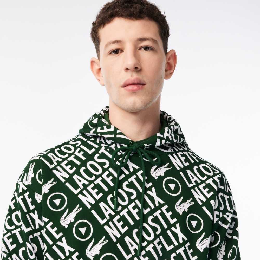 Green / White Lacoste x Netflix Loose Fit Organic Cotton Sweatshirt | GUPBAF-367