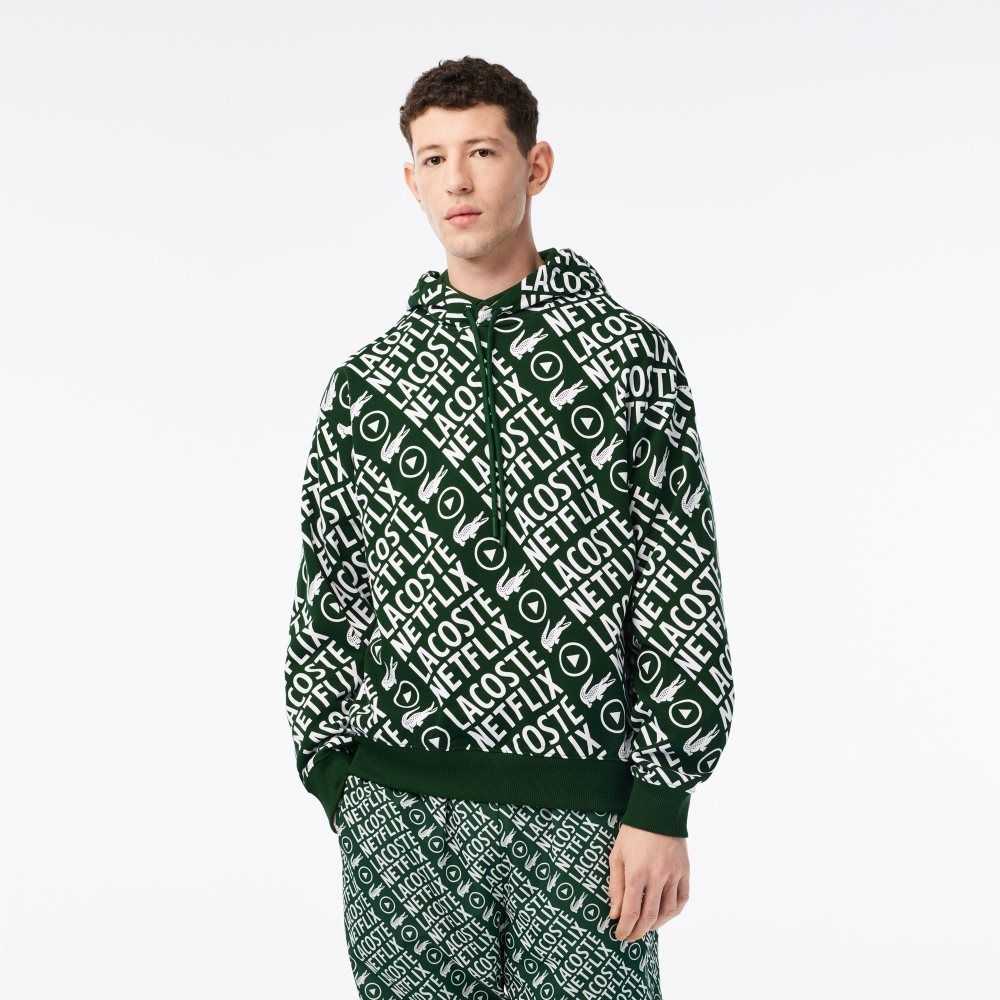 Green / White Lacoste x Netflix Loose Fit Organic Cotton Sweatshirt | GUPBAF-367