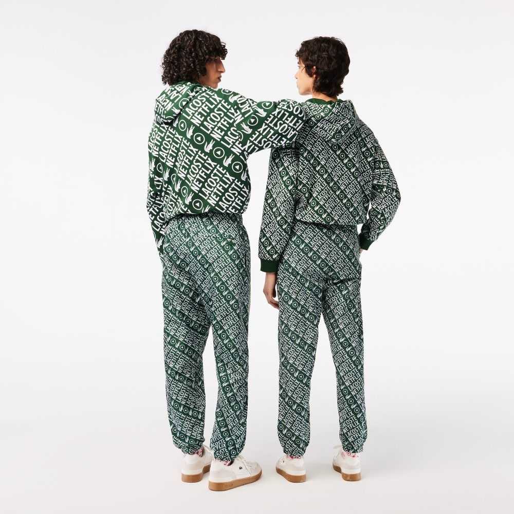 Green / White Lacoste x Netflix Waterproof Track Pants | JHEBSF-537