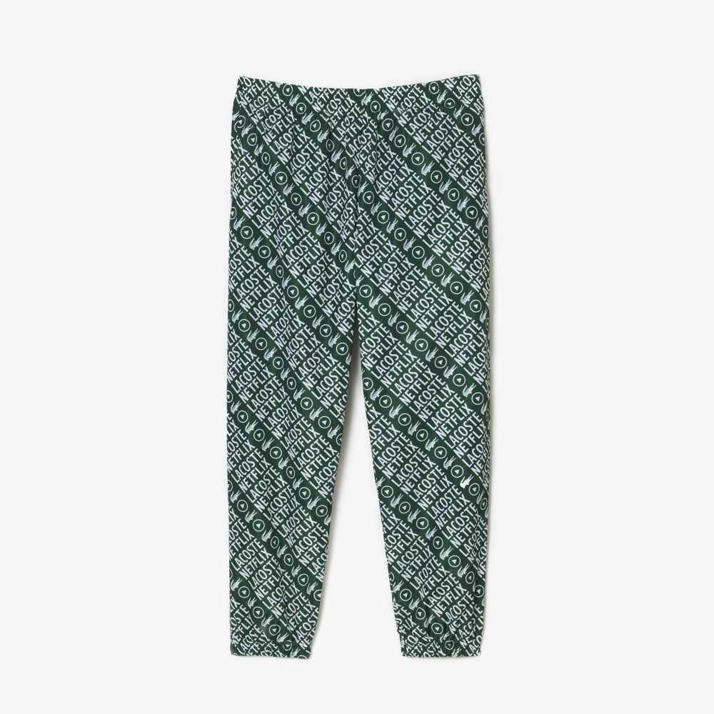 Green / White Lacoste x Netflix Waterproof Track Pants | JHEBSF-537