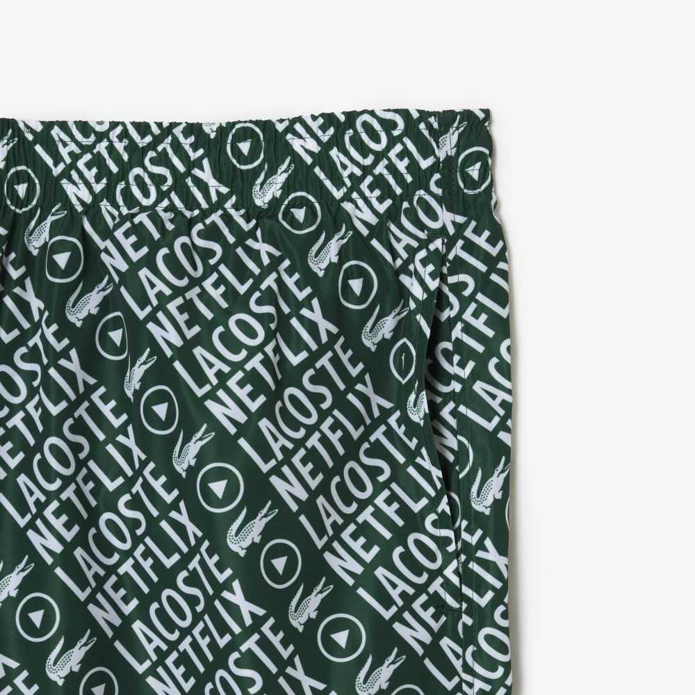 Green / White Lacoste x Netflix Waterproof Track Pants | JHEBSF-537