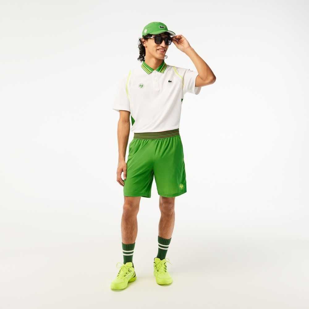 Green / Yellow Lacoste SPORT Roland Garros Edition Lined Shorts | JSNADC-391