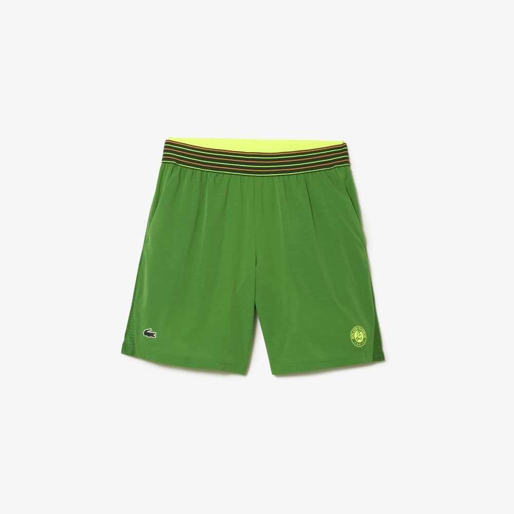 Green / Yellow Lacoste SPORT Roland Garros Edition Lined Shorts | JSNADC-391