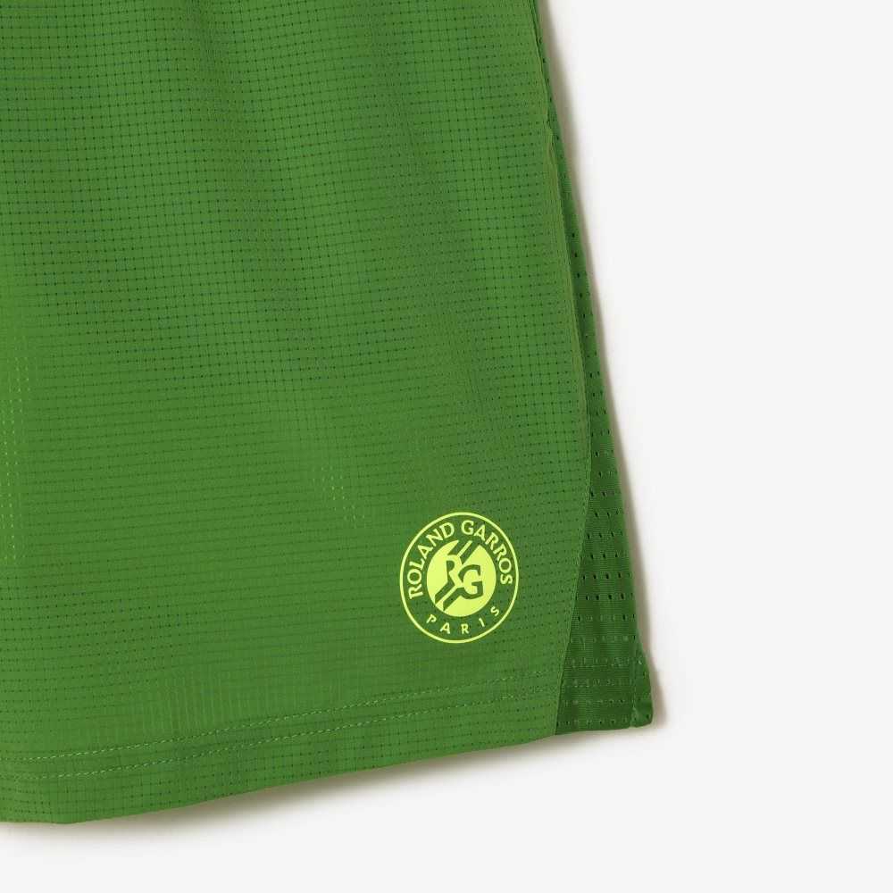 Green / Yellow Lacoste SPORT Roland Garros Edition Lined Shorts | JSNADC-391