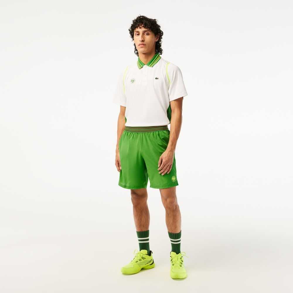 Green / Yellow Lacoste SPORT Roland Garros Edition Lined Shorts | JSNADC-391