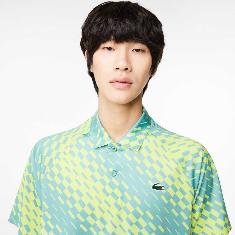 Green / Yellow / Light Green Lacoste Tennis x Novak Djokovic Player Version Polo | IYXQRG-801