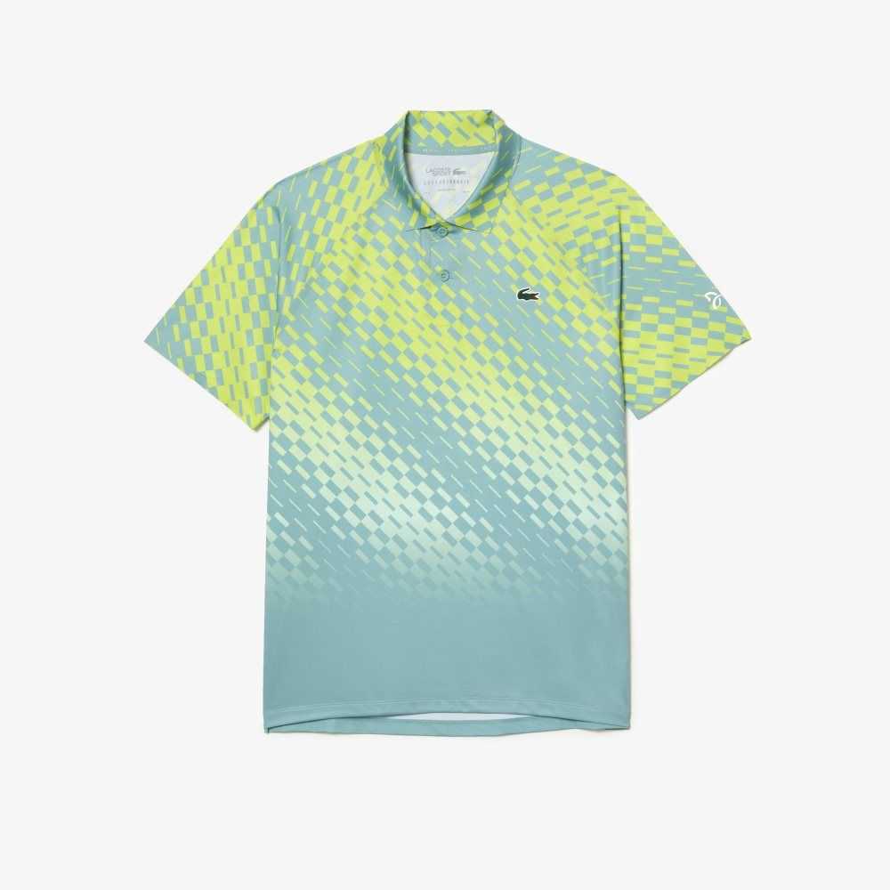 Green / Yellow / Light Green Lacoste Tennis x Novak Djokovic Player Version Polo | IYXQRG-801