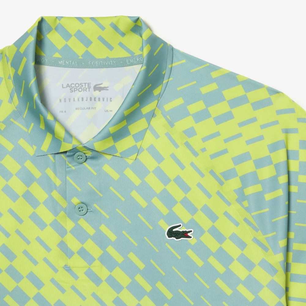 Green / Yellow / Light Green Lacoste Tennis x Novak Djokovic Player Version Polo | IYXQRG-801