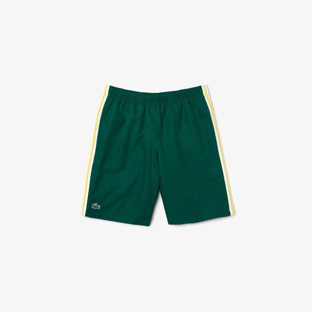 Green / Yellow / White Lacoste SPORT Contrast Bands Lightweight Shorts | BAGVLP-950